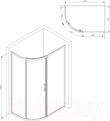 Душевой уголок AM.PM Like Solo Slide W83G-302U120CG64