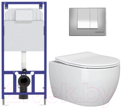 Унитаз подвесной с инсталляцией Ceramica Nova Rimless CN3001 + 040000 + S2 040042 - фото