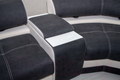 Диван угловой Петрамебель Марсель левый (искусственная замша темно-серый/велюр белый)