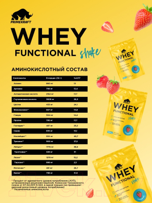 Протеин Prime Kraft Whey Functional Shake Клубника