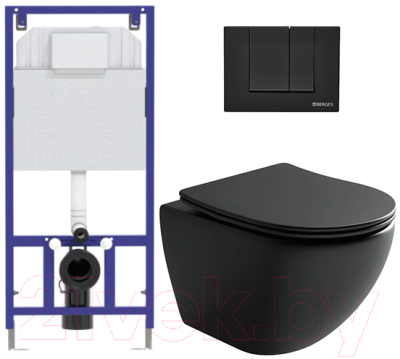 Унитаз подвесной с инсталляцией Ceramica Nova Rimless CN4002MB + 040000 + S5 040045 - фото