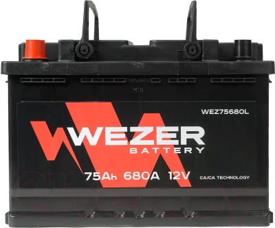 Автомобильный аккумулятор Wezer 680A L+ / WEZ75680L - фото