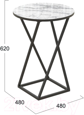 Журнальный столик ТриЯ ДП 1-03-05 исп.2 (черный/стекло с рисунком мрамор белый)