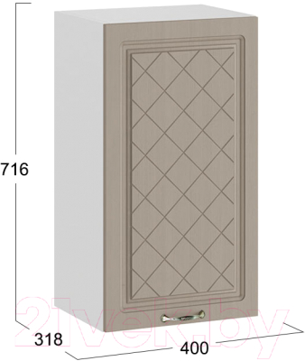 Шкаф навесной для кухни ТриЯ Бьянка 1В4 (белый/дуб кофе)