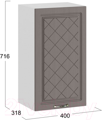 Шкаф навесной для кухни ТриЯ Бьянка 1В4 (белый/дуб серый)