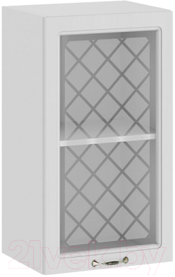 Шкаф навесной для кухни ТриЯ Бьянка 1В4С (белый/дуб белый) - фото