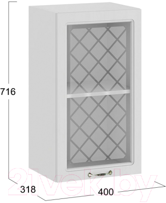 Шкаф навесной для кухни ТриЯ Бьянка 1В4С (белый/дуб белый)