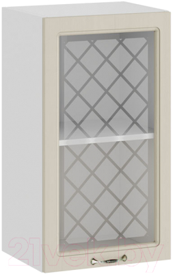 Шкаф навесной для кухни ТриЯ Бьянка 1В4С (белый/дуб ваниль) - фото