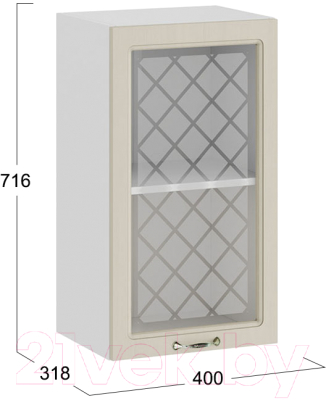 Шкаф навесной для кухни ТриЯ Бьянка 1В4С (белый/дуб ваниль)