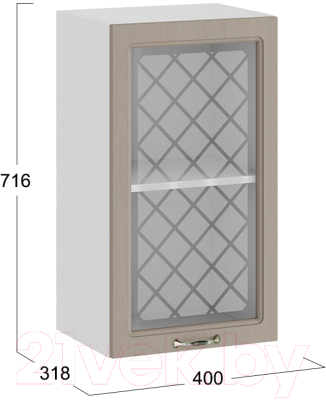 Шкаф навесной для кухни ТриЯ Бьянка 1В4С (белый/дуб кофе)