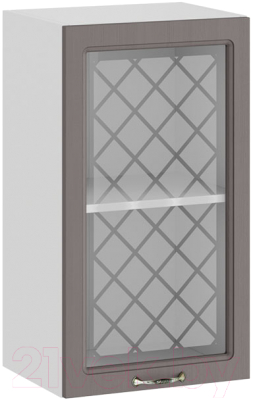 Шкаф навесной для кухни ТриЯ Бьянка 1В4С (белый/дуб серый) - фото