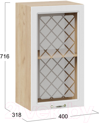 Шкаф навесной для кухни ТриЯ Бьянка 1В4С (дуб крафт золотой/дуб белый)