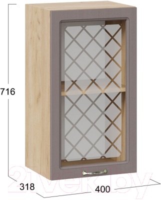 Шкаф навесной для кухни ТриЯ Бьянка 1В4С (дуб крафт золотой/дуб серый)