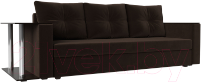 Диван Лига Диванов Атланта Лайт стол слева 312 / 112483 (микровельвет коричневый) - фото