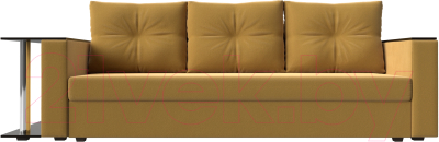 Диван Лига Диванов Атланта Лайт стол слева 312 / 112480 (микровельвет желтый)