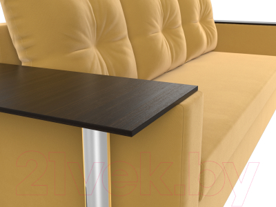 Диван Лига Диванов Атланта Лайт стол слева 312 / 112480 (микровельвет желтый)