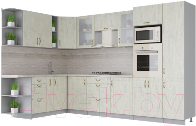 Готовая кухня Интерлиния Мила Крафт 1.88x3.2 левая - фото