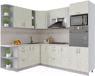 Готовая кухня Интерлиния Мила Крафт 1.88x2.4 левая - фото