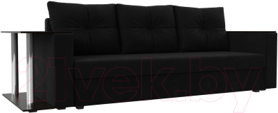 Диван Лига Диванов Атланта Лайт стол слева 312 / 112486 (микровельвет черный) - фото