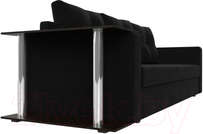 Диван Лига Диванов Атланта Лайт стол слева 312 / 112486 (микровельвет черный)
