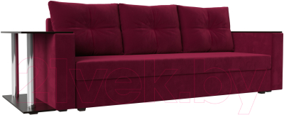 Диван Лига Диванов Атланта Лайт стол слева 312 / 112479 (микровельвет бордовый) - фото