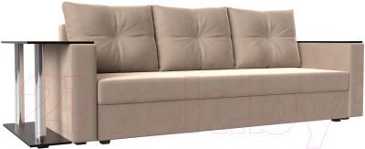 Диван Лига Диванов Атланта Лайт стол слева 312 / 112470 (велюр бежевый) - фото