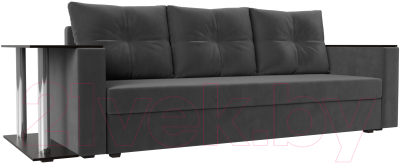 Диван Лига Диванов Атланта Лайт стол слева 312 / 112475 (велюр серый) - фото