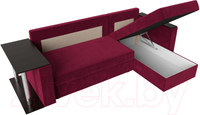 Диван угловой Лига Диванов Атланта Лайт 256 правый (микровельвет бордовый)