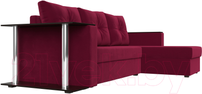 Диван угловой Лига Диванов Атланта Лайт 256 правый (микровельвет бордовый)