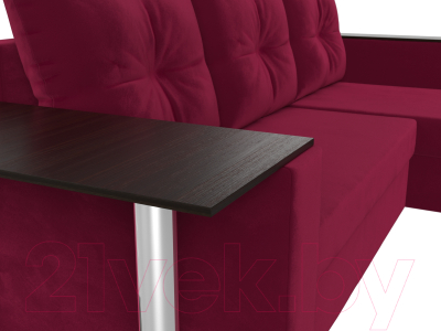 Диван угловой Лига Диванов Атланта Лайт 256 правый (микровельвет бордовый)