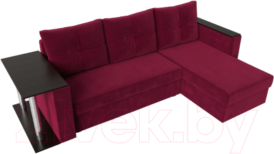 Диван угловой Лига Диванов Атланта Лайт 256 правый (микровельвет бордовый)