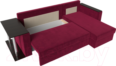 Диван угловой Лига Диванов Атланта Лайт 256 правый (микровельвет бордовый)
