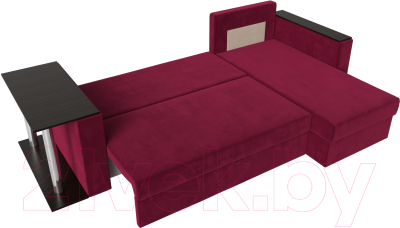 Диван угловой Лига Диванов Атланта Лайт 256 правый (микровельвет бордовый)