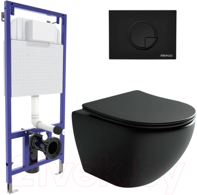 Унитаз подвесной с инсталляцией Ceramica Nova Rimless CN4002MB + 040225 + R5 Soft Touch - фото