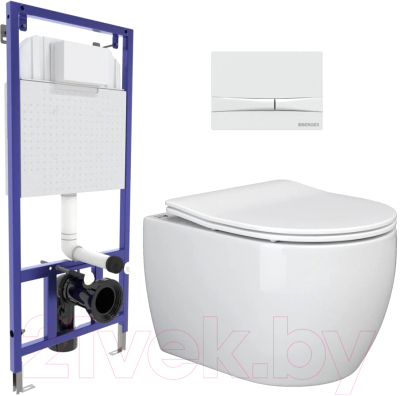 Унитаз подвесной с инсталляцией Ceramica Nova Rimless CN3001 + F1 040250 - фото