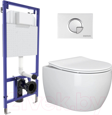 Унитаз подвесной с инсталляцией Ceramica Nova Rimless CN3001 + 040222 + кнопка R2 - фото