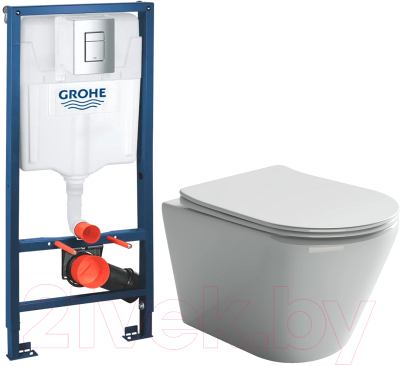 Унитаз подвесной с инсталляцией Ceramica Nova Rimless CN1804 + 38772001 - фото