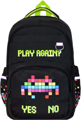 Школьный рюкзак Феникс+ Цифровая атака / 59278 (черный/зеленый)