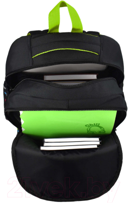 Школьный рюкзак Феникс+ Цифровая атака / 59278 (черный/зеленый)