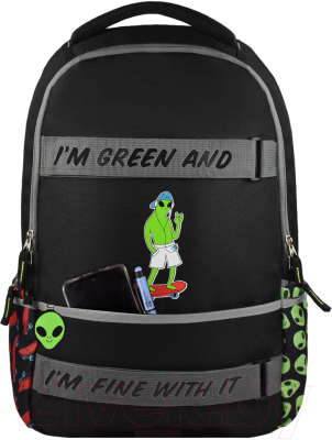 Школьный рюкзак Феникс+ Инопланетянин / 59319 (черный)