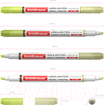 Текстовыделитель Erich Krause Visioline V-16 Neon+Pastel / 56015