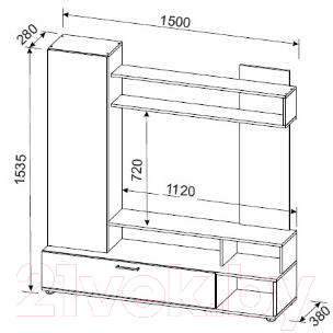 Стенка NN мебель МГС 9 (белый/цемент светлый)