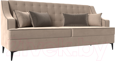 Диван Лига Диванов Марк 258 (велюр бежевый/кант коричневый) - фото