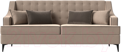 Диван Лига Диванов Марк 258 (велюр бежевый/кант коричневый)