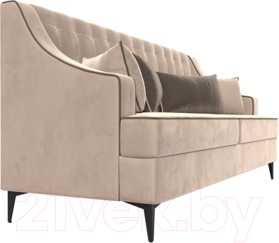 Диван Лига Диванов Марк 258 (велюр бежевый/кант коричневый)