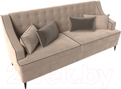 Диван Лига Диванов Марк 258 (велюр бежевый/кант коричневый)