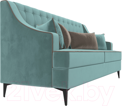 Диван Лига Диванов Марк 258 (велюр бирюзовый/кант коричневый)