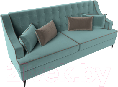 Диван Лига Диванов Марк 258 (велюр бирюзовый/кант коричневый)