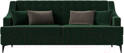 Диван Лига Диванов Марк 258 (велюр зеленый/кант коричневый)