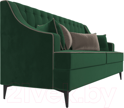 Диван Лига Диванов Марк 258 (велюр зеленый/кант коричневый)